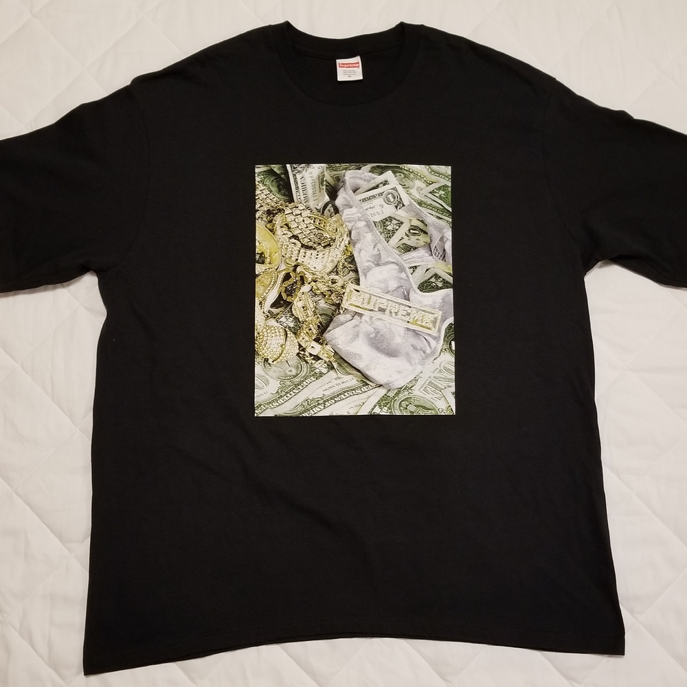 Supreme Black Tee with Gold Reptile Design